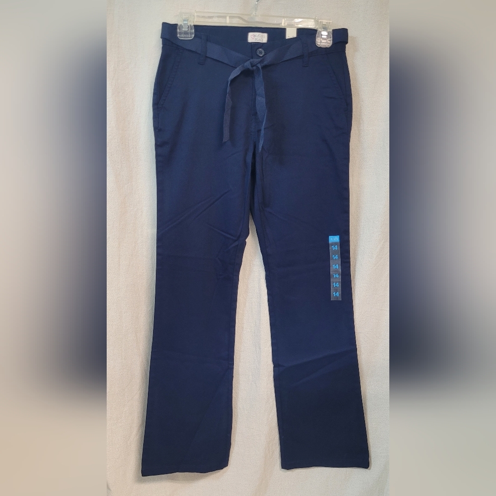 NEW!Children's Place Girls Size 14 Navy Blue Flared Pants Preppy School Casual